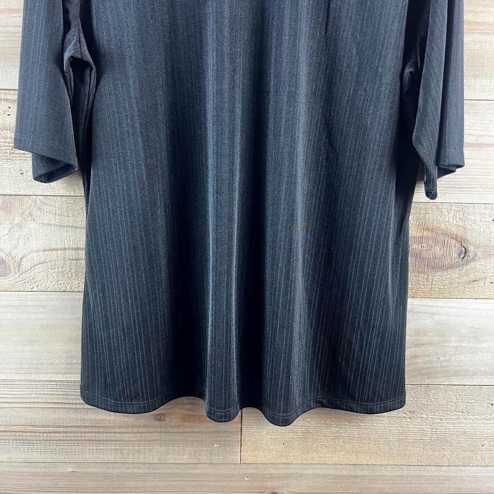 Eloquii Womens Shirt Short Sleeve Mock‎ Neck Ribbed Black Basic Minimalist 18 20 - Picture 3 of 7